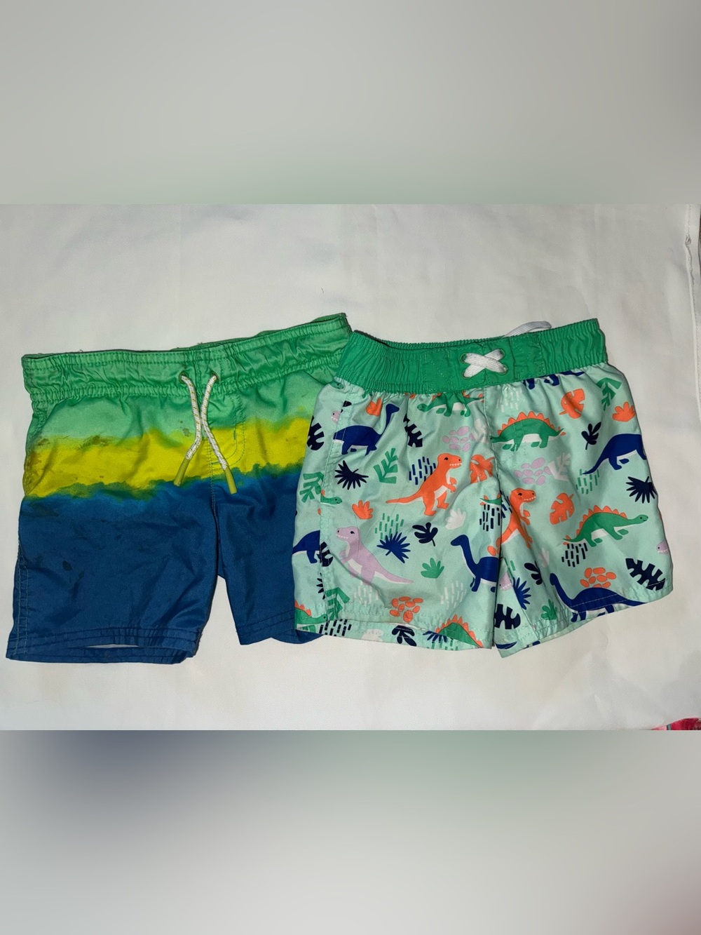 Cat & Jack Green and Blue Boys Dino Swim Shorts